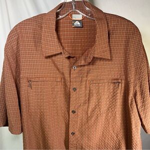 Nike ACG Men's Short Sleeve Checkered Button-Up Shirt Burnt Orange & Black XL